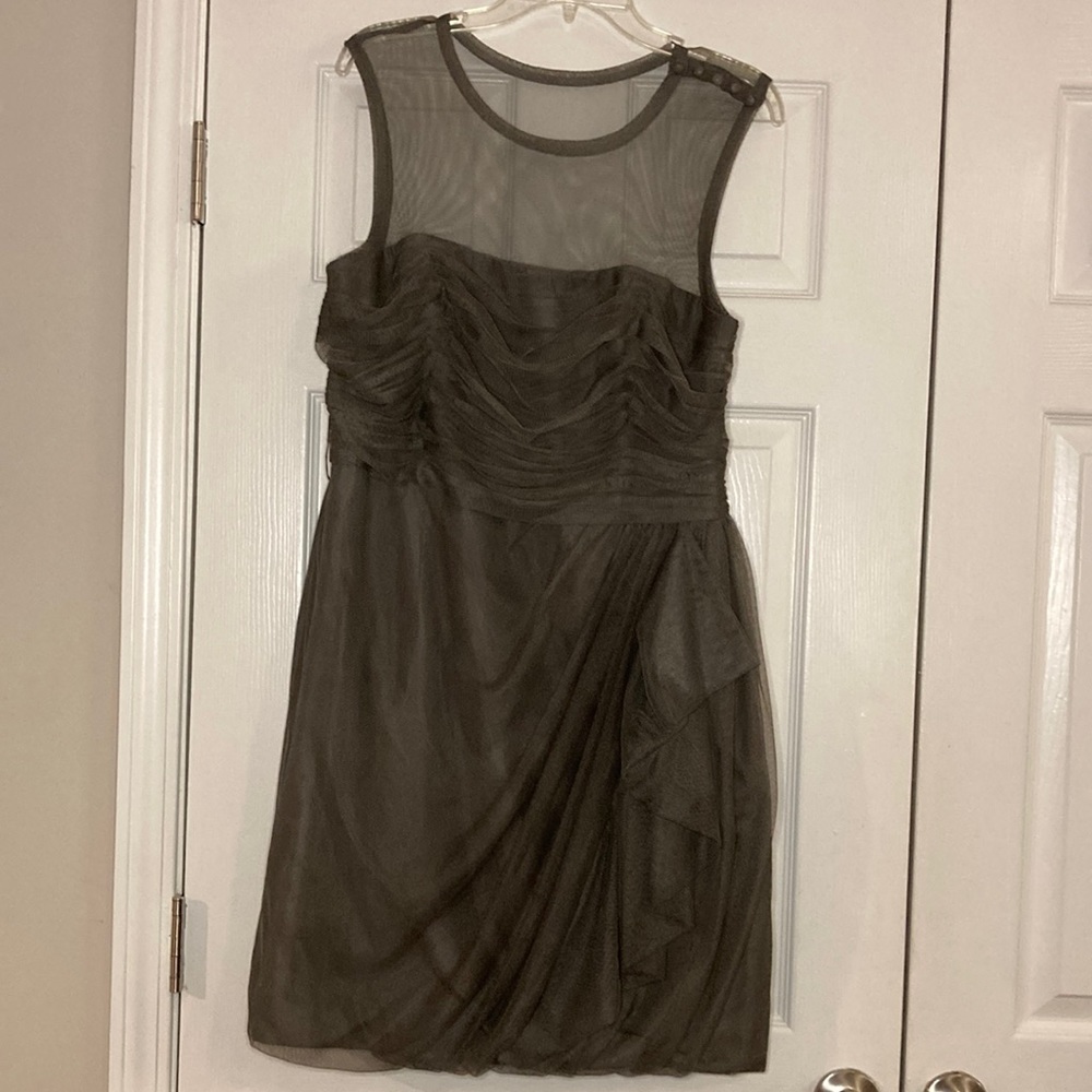 Vera Wang White Label Tulle Bobbin Gray Mini Dress Size 14
